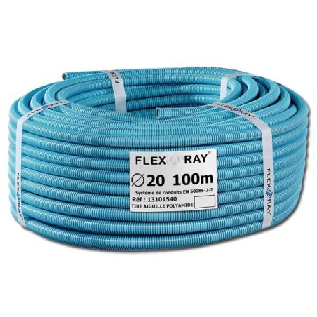 FLEX-A-RAY+GAINE BLINDEE PRECABLEE PREFIL'ZEN+ 20MM/100M 3G2.5 Bleu rouge vert/jaune avec fil semi-conducteur